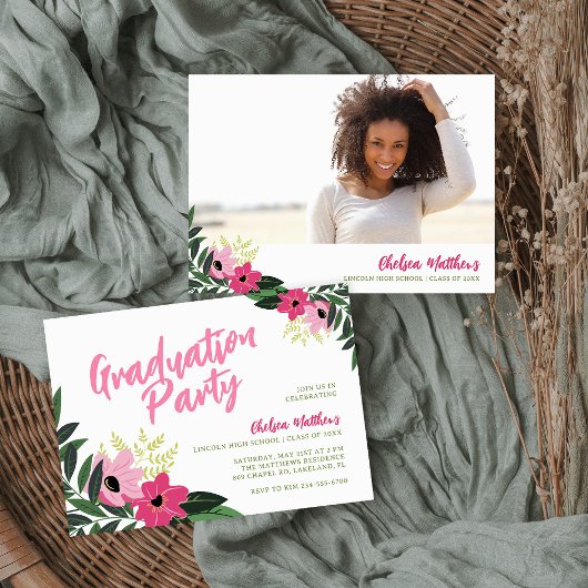 熱帯フローラ卒業写真招待状 招待状