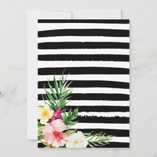 熱帯フローラ又はルアウ（ハワイ式宴会）スタイルブライダルシャワー 招待状 (裏面)