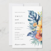 熱帯フローラ夏のQR写真結婚ズ 招待状 (正面)