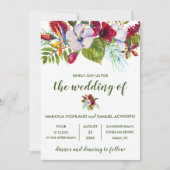 熱帯フローラ島ハイビスカス結婚写真 招待状 (正面)