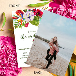 熱帯フローラ島ハイビスカス結婚写真 招待状