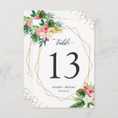 熱帯フローラ幾何結婚表番号 出欠カード (正面/裏面)