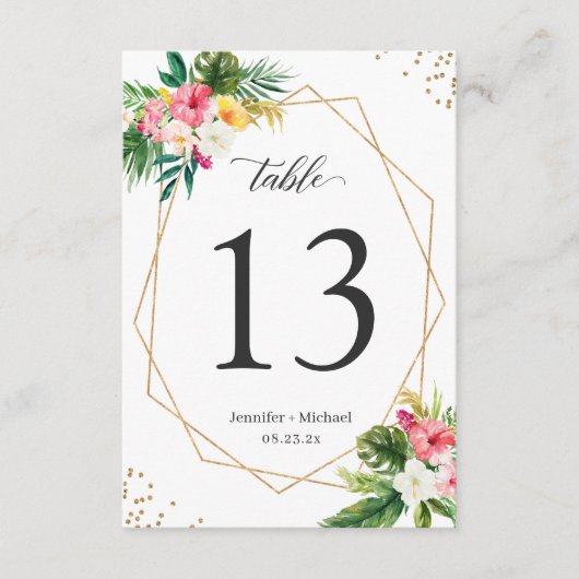 熱帯フローラ幾何結婚表番号 出欠カード (正面)