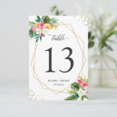 熱帯フローラ幾何結婚表番号 出欠カード (スタンド正面)