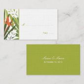 熱帯フローラ座席表 – 緑とオレンジ プレイスカード (正面/裏面)