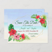 熱帯フローラ日付を結婚保存 案内ポストカード (正面/裏面)