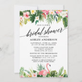 熱帯フローラ書道ブライダルシャワーグリーン 招待状 (正面)