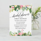 熱帯フローラ書道ブライダルシャワーピンク 招待状 (スタンド正面)