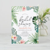 熱帯フローラ植物水彩ブライダルシャワー 招待状 (スタンド正面)