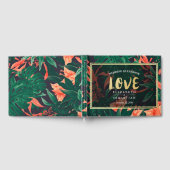 熱帯フローラ植物金ゴールドフレーム結婚ズゲストブック ゲストブック (全面)