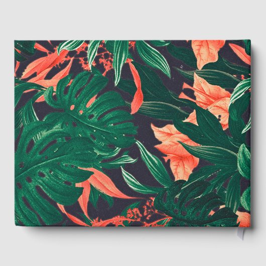 熱帯フローラ植物金ゴールドフレーム結婚ズゲストブック ゲストブック (裏面)