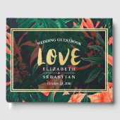 熱帯フローラ植物金ゴールドフレーム結婚ズゲストブック ゲストブック (正面)