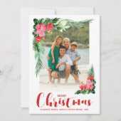熱帯フローラ水の色クリスマスフォト シーズンカード (正面)
