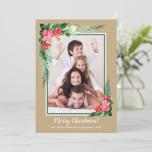 熱帯フローラ水の色クリスマスフォト シーズンカード (スタンド正面)