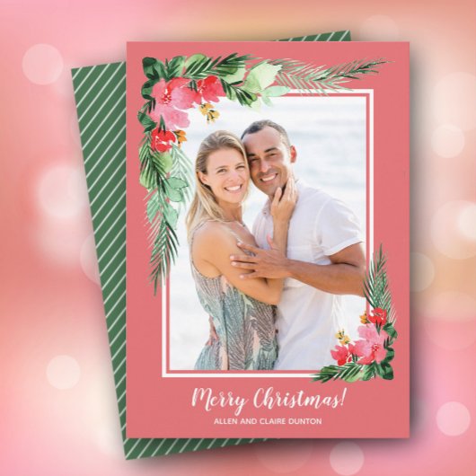 熱帯フローラ水の色クリスマスフォト シーズンカード