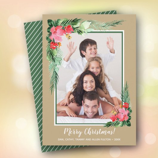 熱帯フローラ水の色クリスマスフォト シーズンカード
