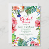 熱帯フローラ水彩ブライダルシャワー招待状 招待状 (正面)