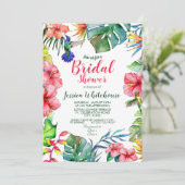 熱帯フローラ水彩ブライダルシャワー招待状 招待状 (スタンド正面)