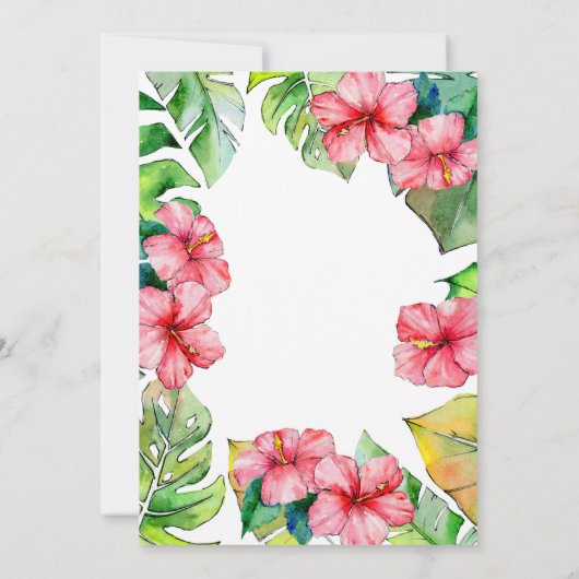熱帯フローラ水彩ブライダルシャワー招待状 招待状 (裏面)