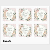 熱帯フローラ水彩ブライダルシャワー スクエアシール (シート)