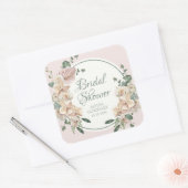 熱帯フローラ水彩ブライダルシャワー スクエアシール (封筒)