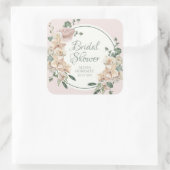 熱帯フローラ水彩ブライダルシャワー スクエアシール (バッグ)