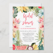 熱帯フローラ水彩ブライダルシャワー 招待状 (正面)