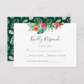 熱帯フローラ水彩RSVPカード 出欠カード (正面/裏面)