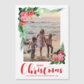 熱帯フローラ水色クリスマス磁気カード マグネット招待状 (正面)