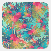 熱帯フローラ水色シール