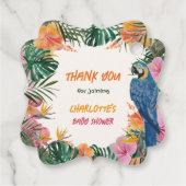 熱帯フローラ水色ジャングルベビーシャワー フェイバータグ (裏面)