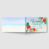 熱帯フローラ水色金ゴールド幾何結婚性 ゲストブック (全面)