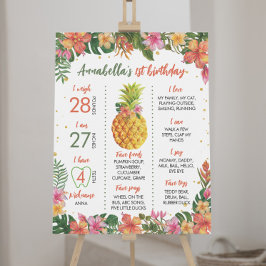 熱帯フローラ第1誕生日マイルストーン記号 ポスター