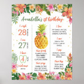 熱帯フローラ第1誕生日マイルストーン記号 ポスター (正面)