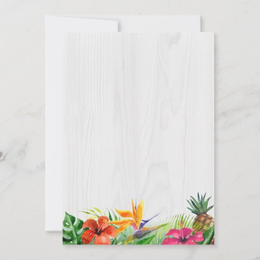 熱帯フローラ素朴ウッドフラミンゴブライダルシャワー 招待状 (裏面)
