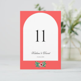 熱帯フローラ結婚のテーマテーブル番号カード ノートカード