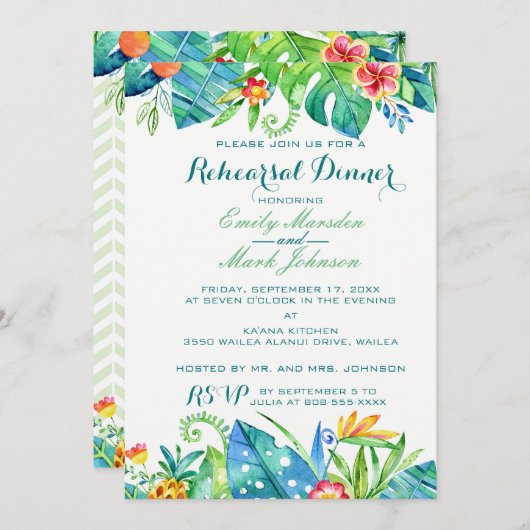 熱帯フローラ結婚のリハーサル招待状 招待状 (正面/裏面)