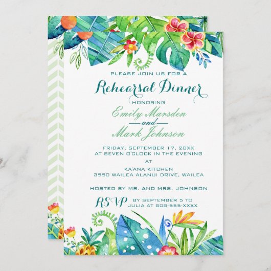 熱帯フローラ結婚のリハーサル招待状 招待状 (正面/裏面)