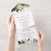 熱帯フローラ結婚の全てが一つの招待状に オールインワン招待状 (貼ってはがせる)