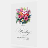 熱帯フローラ結婚の歓迎 アクリルサイン (傾斜)