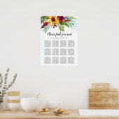 熱帯フローラ結婚の12テーブル座席表 ポスター (キッチン)