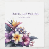 熱帯フローラ結婚の ワインラベル (シングルラベル)