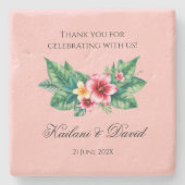 熱帯フローラ結婚テーマ ストーンコースター (正面)