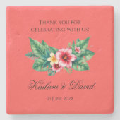 熱帯フローラ結婚テーマ ストーンコースター (正面)