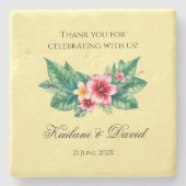 熱帯フローラ結婚テーマ ストーンコースター (正面)