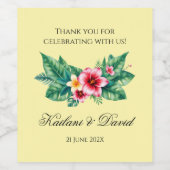 熱帯フローラ結婚テーマ ワインラベル (シングルラベル)