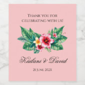 熱帯フローラ結婚テーマ ワインラベル (シングルラベル)