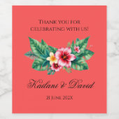 熱帯フローラ結婚テーマ ワインラベル (シングルラベル)