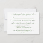 熱帯フローラ結婚パイナップルのメニュー選択 出欠カード (裏面)