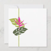 熱帯フローラ結婚式招待状 – 緑とピン 招待状 (裏面)